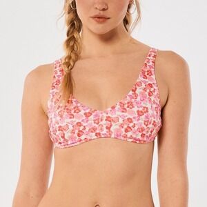 Hollister Pink & White Floral Preppy Bikini Top Women's Size XS